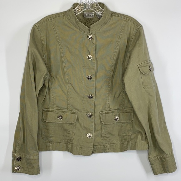 Chico's Floral Embroidered Button up Jacket Size 1 Medium - Picture 1 of 6